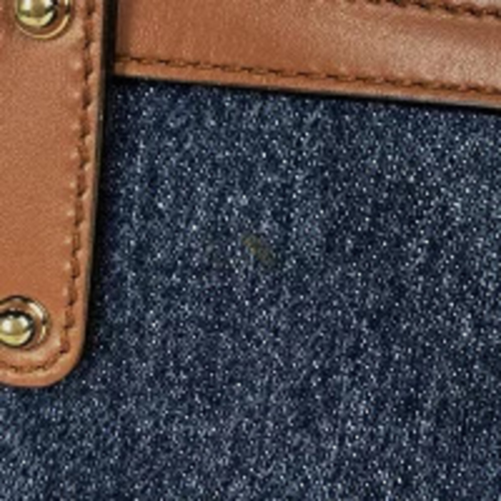 Gucci tote bag craft handbag denim Navy Blue brown - Picture 3 of 6